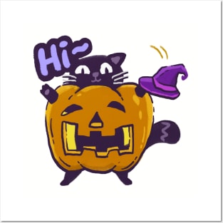 Hi cat emote on halloween Posters and Art